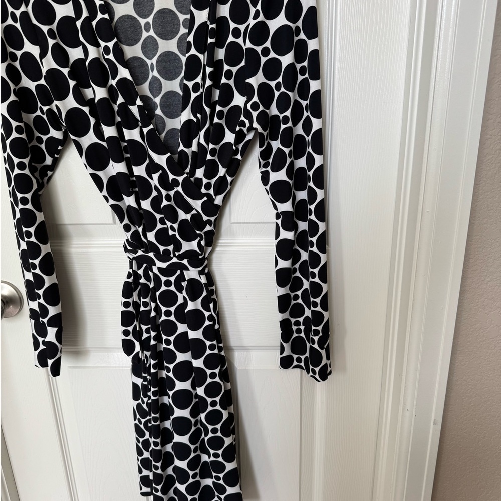 Black and White Polka Dot Wrap Dress